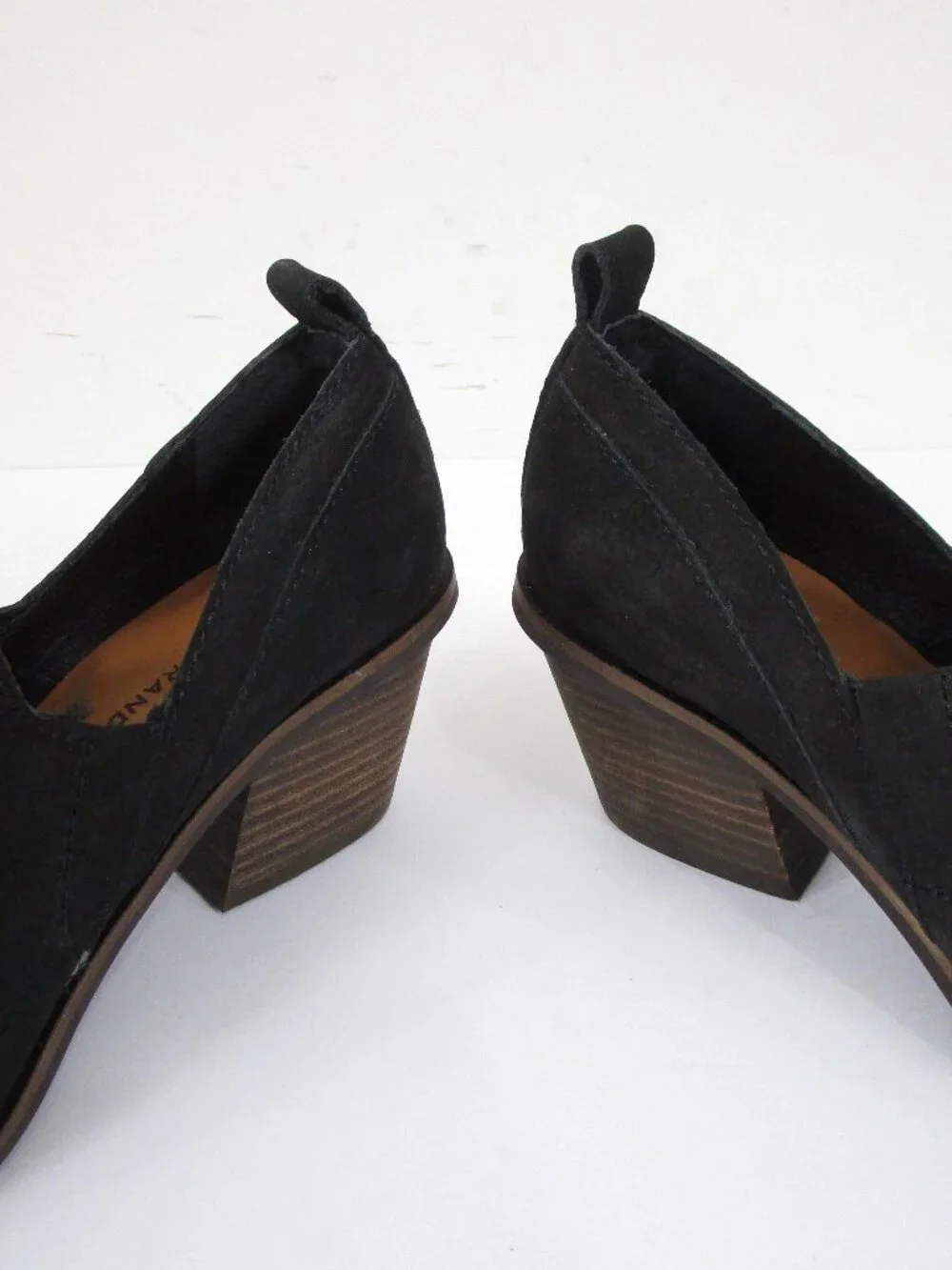Lucky Brand Womens Black Suede Vennia Leather Ankle Boots Booties Size 6.5